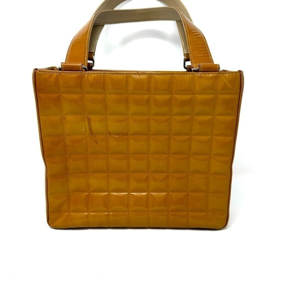 Chanel Chocolate Bar Patent Leather Tote – Brown/Mustard, Card & Dustbag - Picture 3 of 9